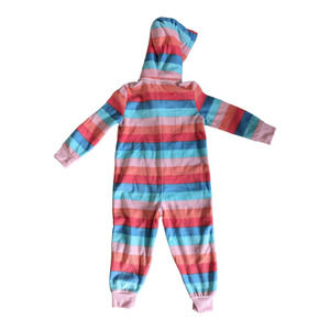 NEW Gymboree Hooded Fleece One Piece Striped Boys Girls Pajamas PJ Size XXS 3